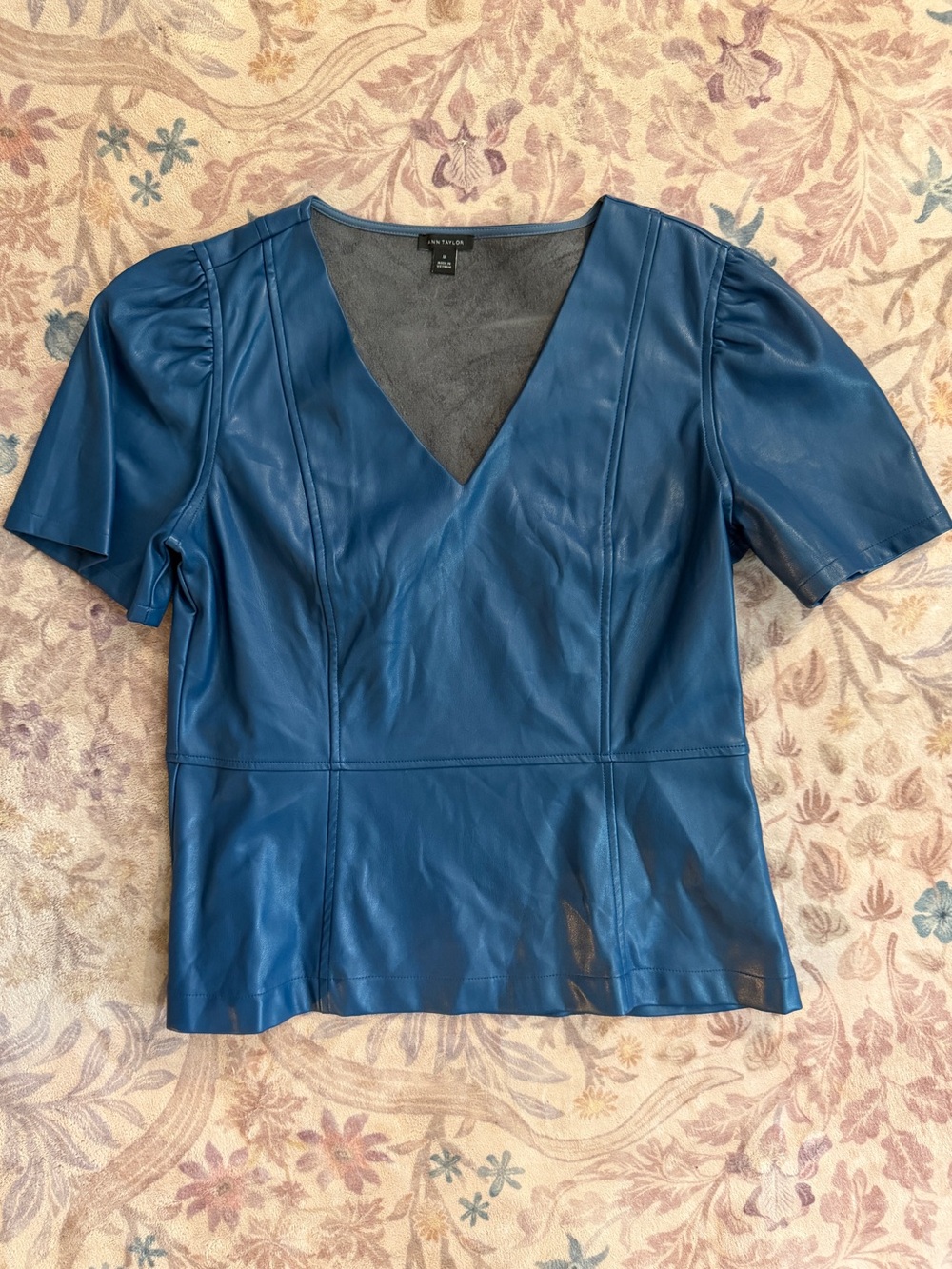 Ann Taylor Faux Leather V-Neck Women’s Too